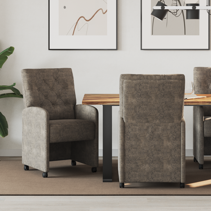 Spisebordsstole med hjul 2 pcs Mørkegrå 58 x 67 x 97 cm
