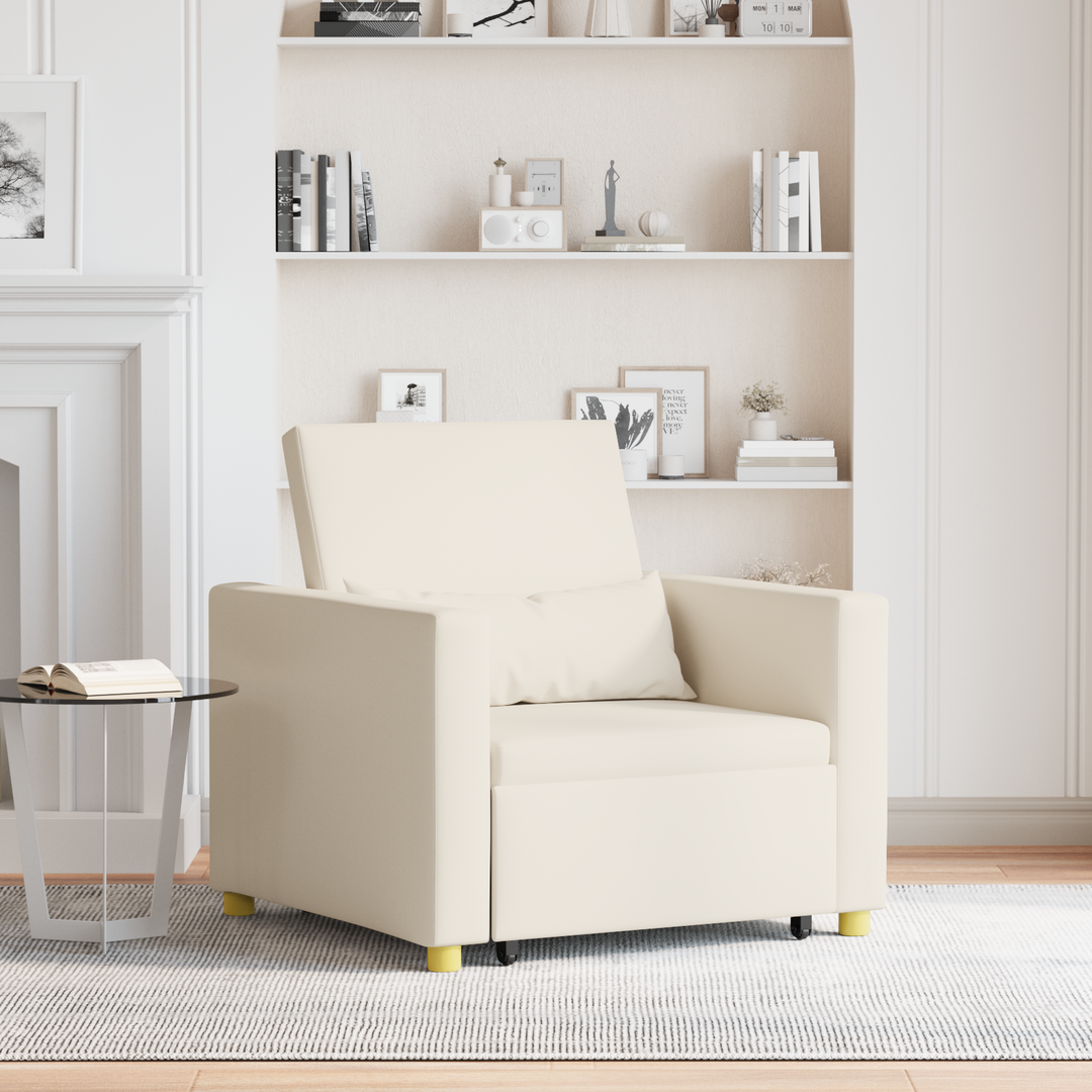 Utrækkelig sovesofa enkelt Cremehvid 90 x 165 x 87 cm Stof