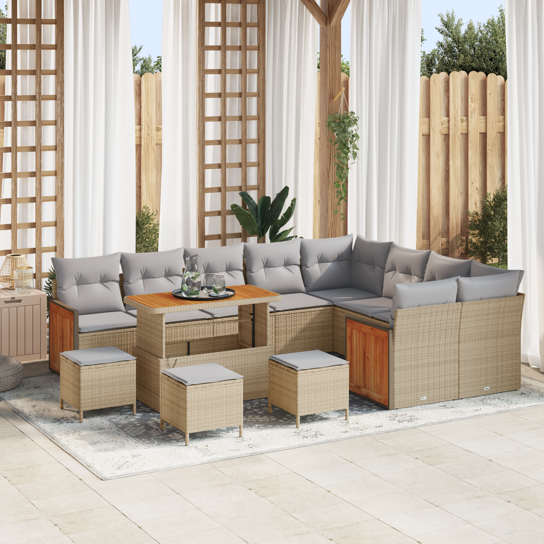 Havesofa Sæt med pude 13 pcs Beige og lys grå