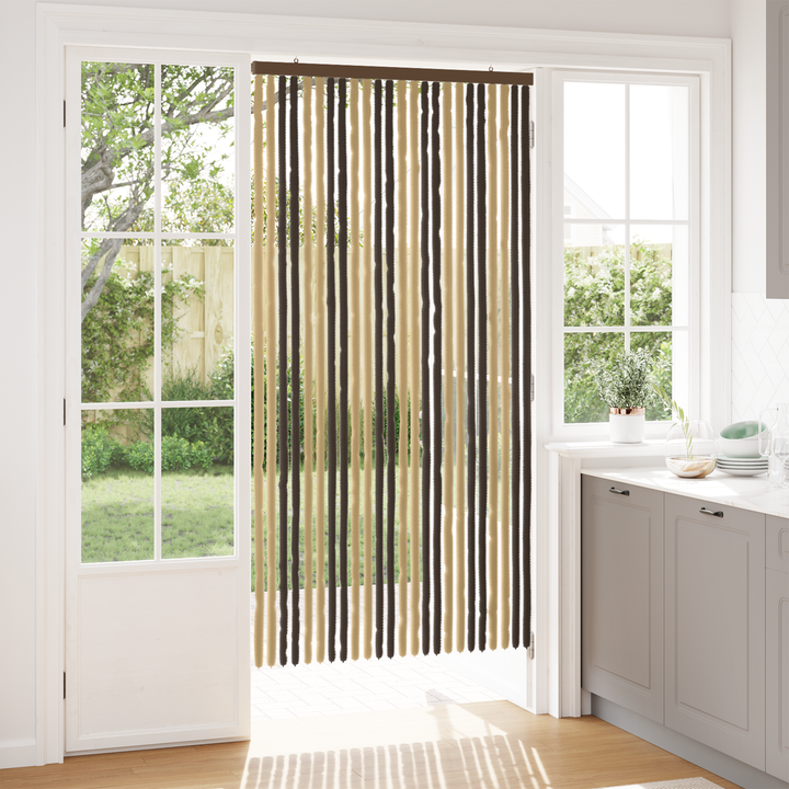 Insektgardin i chenille Mørkebrun og Beige 100 x 200 cm 100% PP
