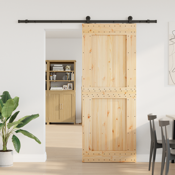 Skydedør NARVIK Naturfarvet og sort 90 x 210 cm (213,5 cm)
