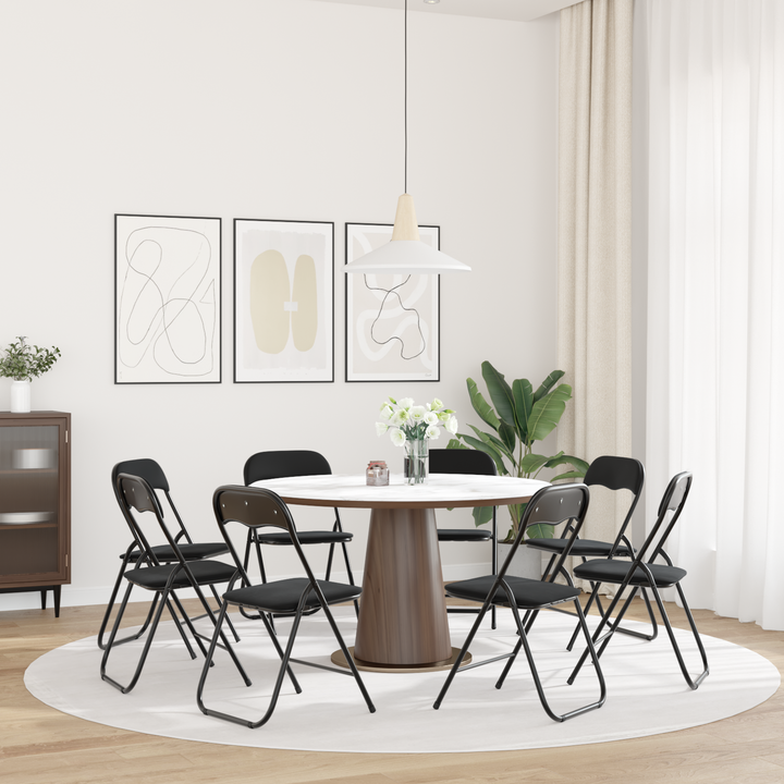 Sammenklappelig stol 8 pcs Sort 48 x 44 x 78 cm Fløjl