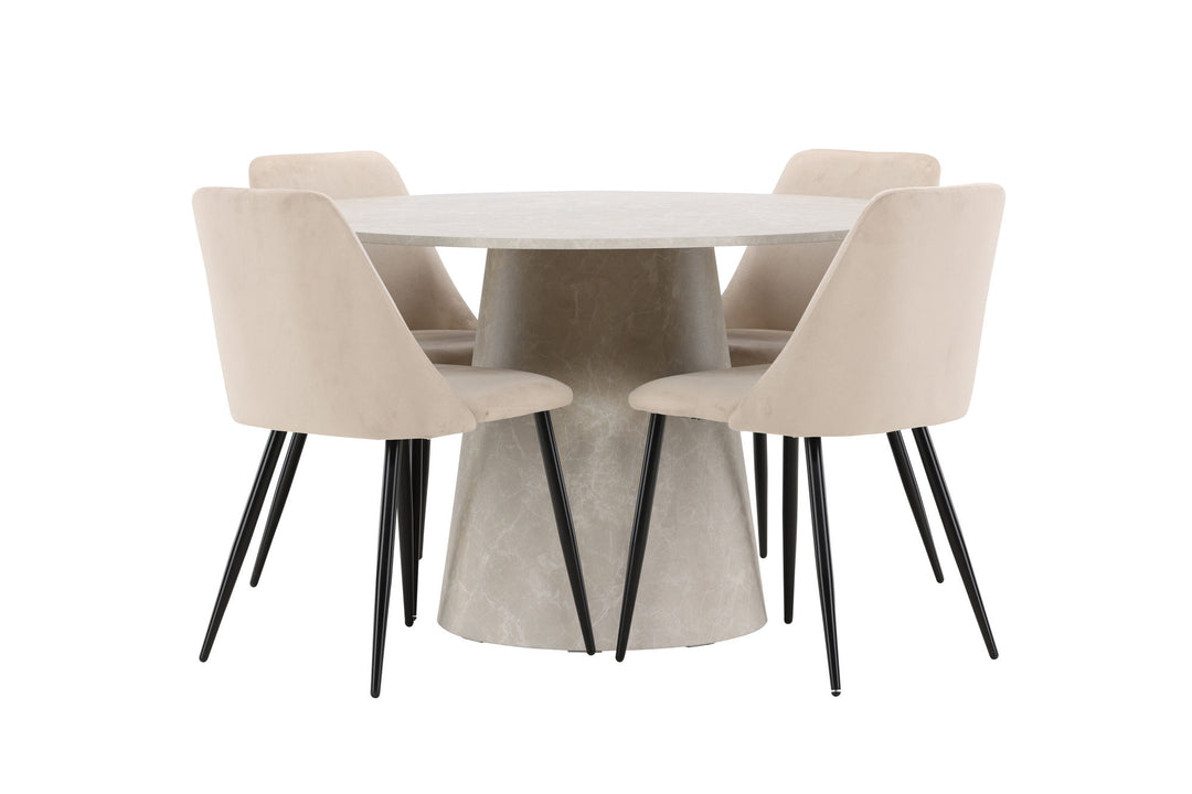 Venture Home Lanzo Table - Beige with 4 Night Chair - Black / Beige