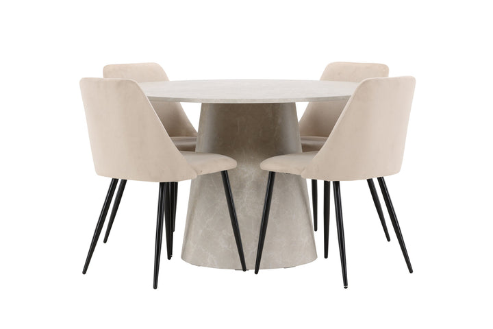 Venture Home Lanzo Table - Beige with 4 Night Chair - Black / Beige