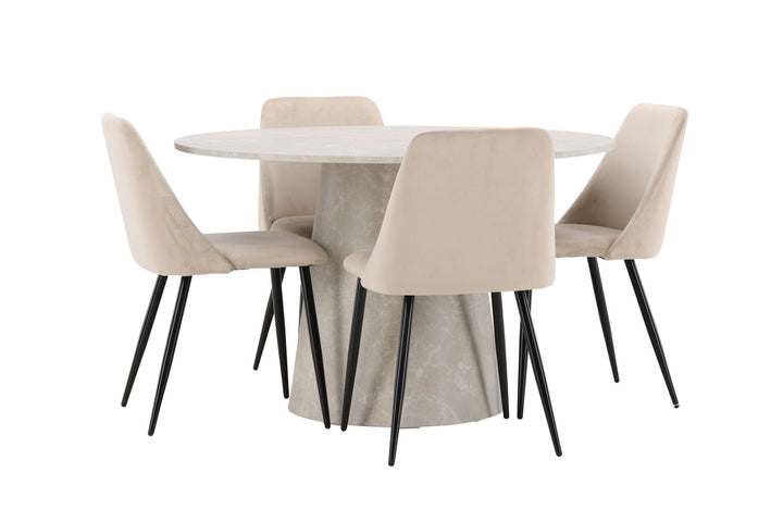 Venture Home Lanzo Table - Beige with 4 Night Chair - Black / Beige