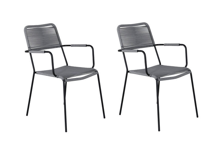 Venture Home Lindos Armchair 2-pack - Black Alu / Grey Rope