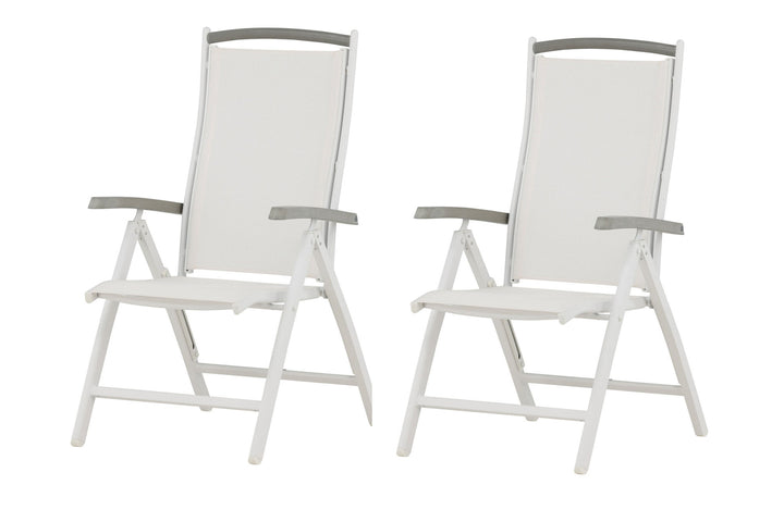 Venture Home Albany 5:pos Stol 2-pack - Vit Aluminium/Vit Textilene/Aintwood