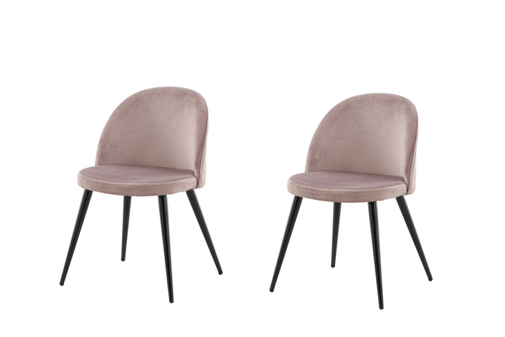 Venture Home Velvet Matstol 2-pack - Svart / Gammelrosa Sammet