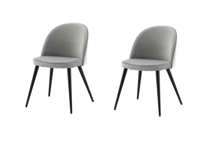 Venture Home Velvet Matstol 2-pack - Svart / Ljusgrå Sammet