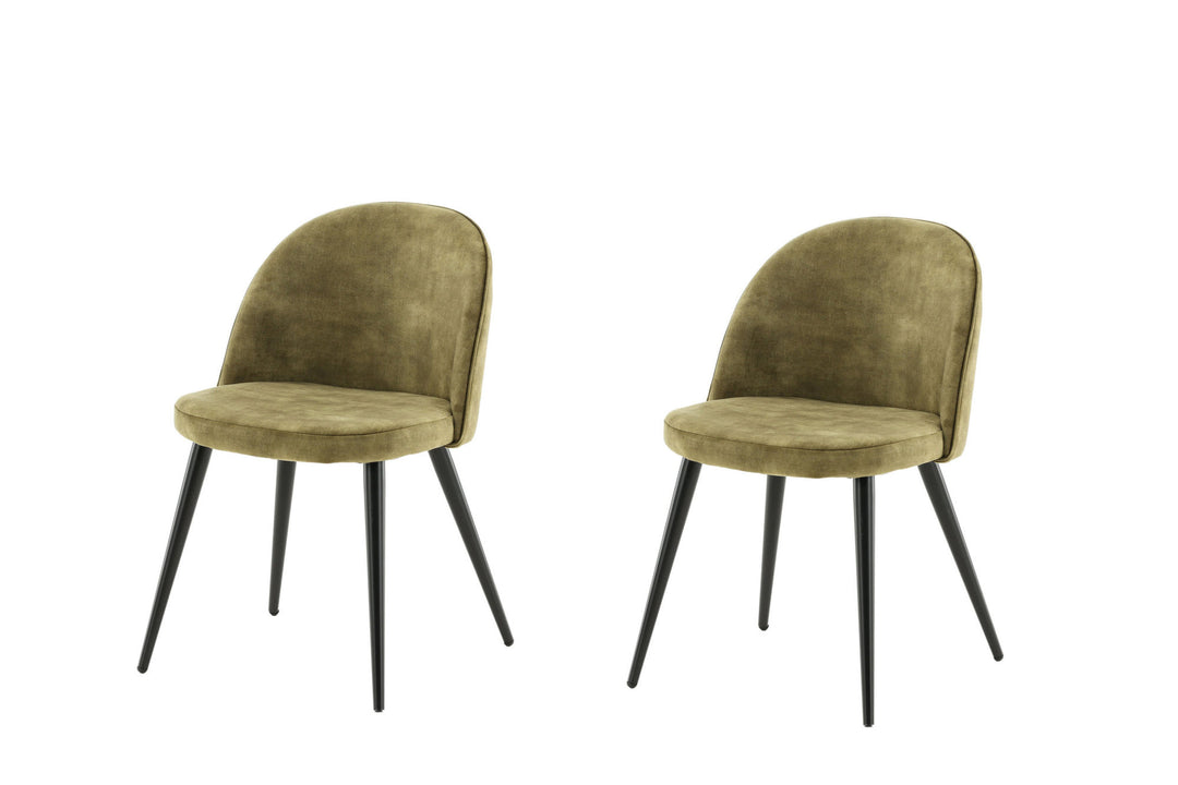 Venture Home Velvet Dining Chair 2-pack - Black legs - Dusty Green Velvet