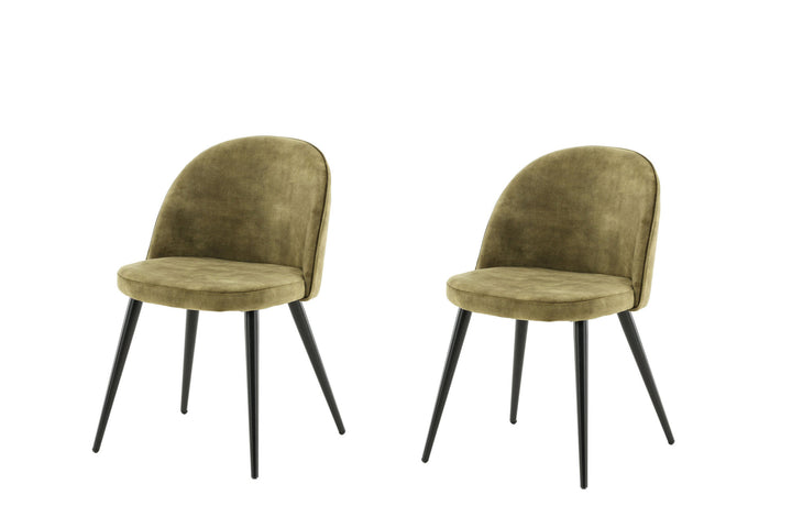 Venture Home Velvet Dining Chair 2-pack - Black legs - Dusty Green Velvet