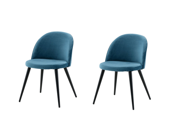 Venture Home Velvet Matstol 2-pack  - Svart / Blå Sammet
