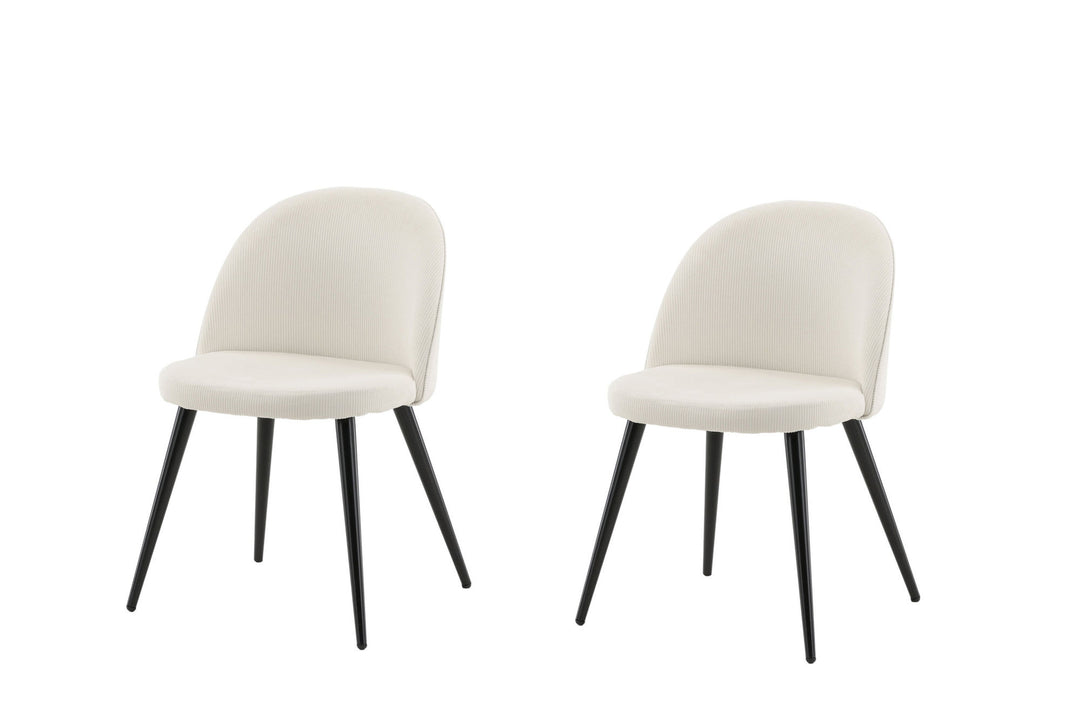 Venture Home Velvet Dining Chair 2-pack - Black Legs / Cream Corduroy