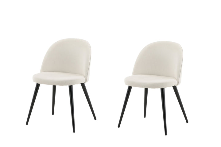 Venture Home Velvet Dining Chair 2-pack - Black Legs / Cream Corduroy