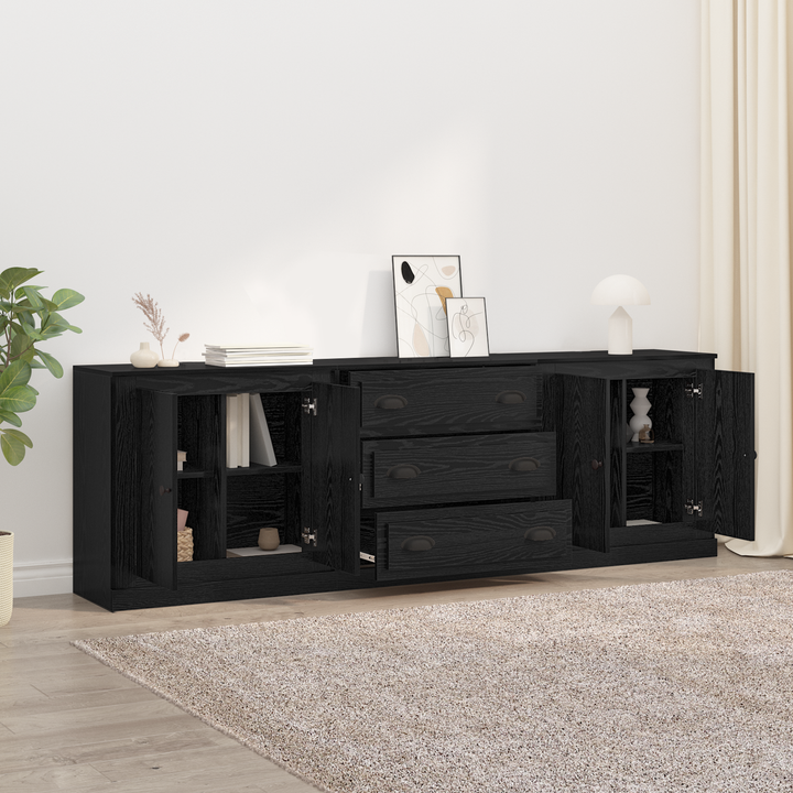 Sideboards 3 pcs Sort eg 210 x 35,5 x 67,5 cm Konstrueret træ