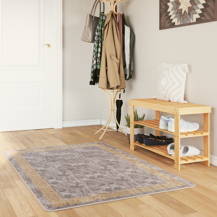 Tæppe Runner MARSA Grå 100 x 150 cm Polyester og PVC