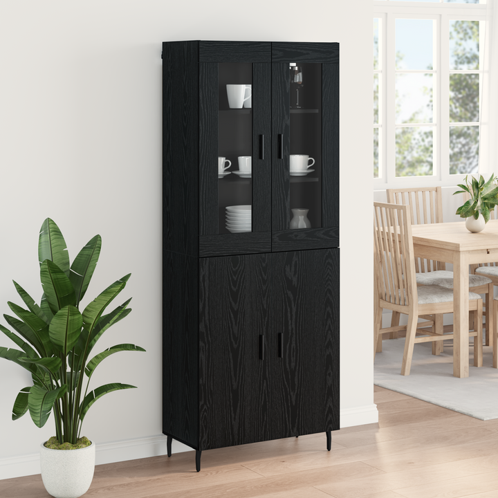Highboard 2 pcs Sort eg Konstrueret træ