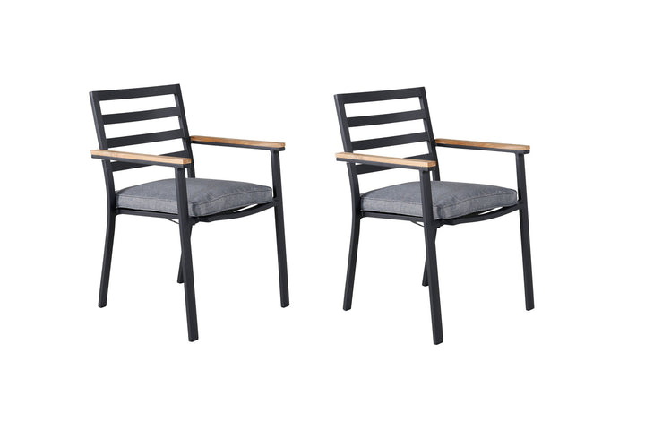Venture Home Brasilia Karmstol (stapelbar) - Svart Alu / Teak