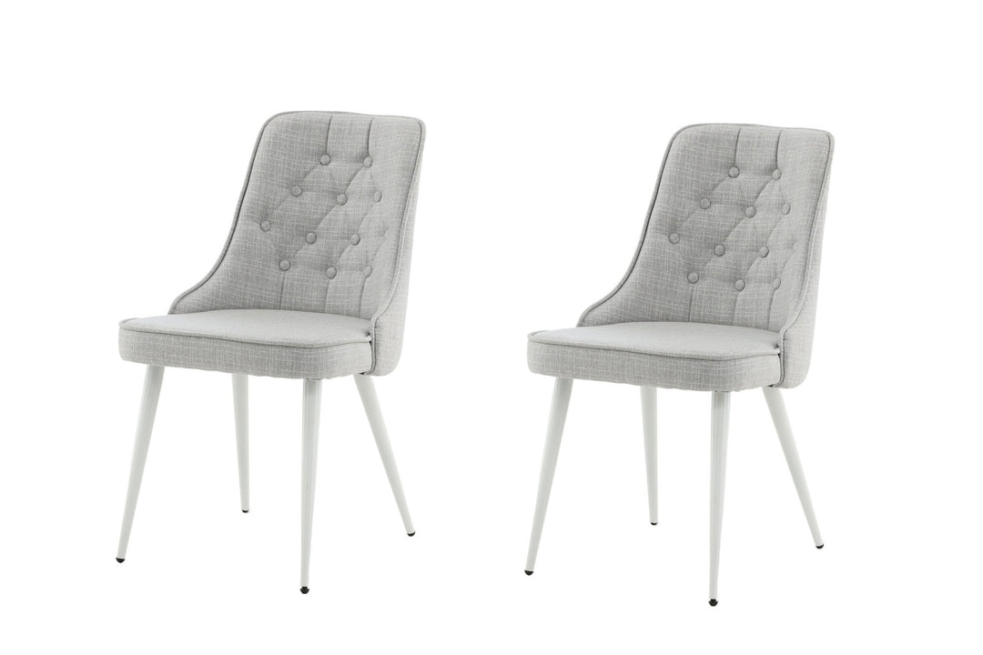 Venture Home Velvet Deluxe Dining Chair 2-pack - White Legs - Light Grey Fabric