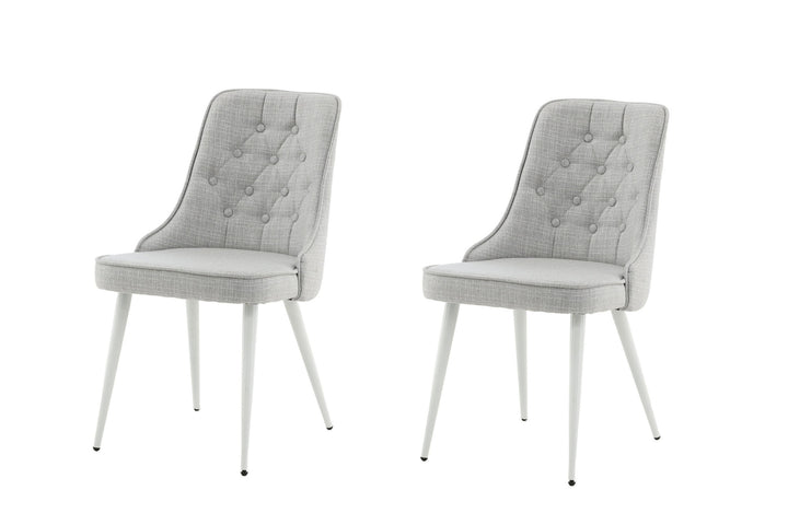 Venture Home Velvet Deluxe Dining Chair 2-pack - White Legs - Light Grey Fabric