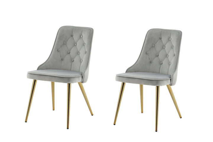 Venture Home Velvet Deluxe Dining Chair 2-pack - Brushed Brass Leg / Light Grey Velvet
