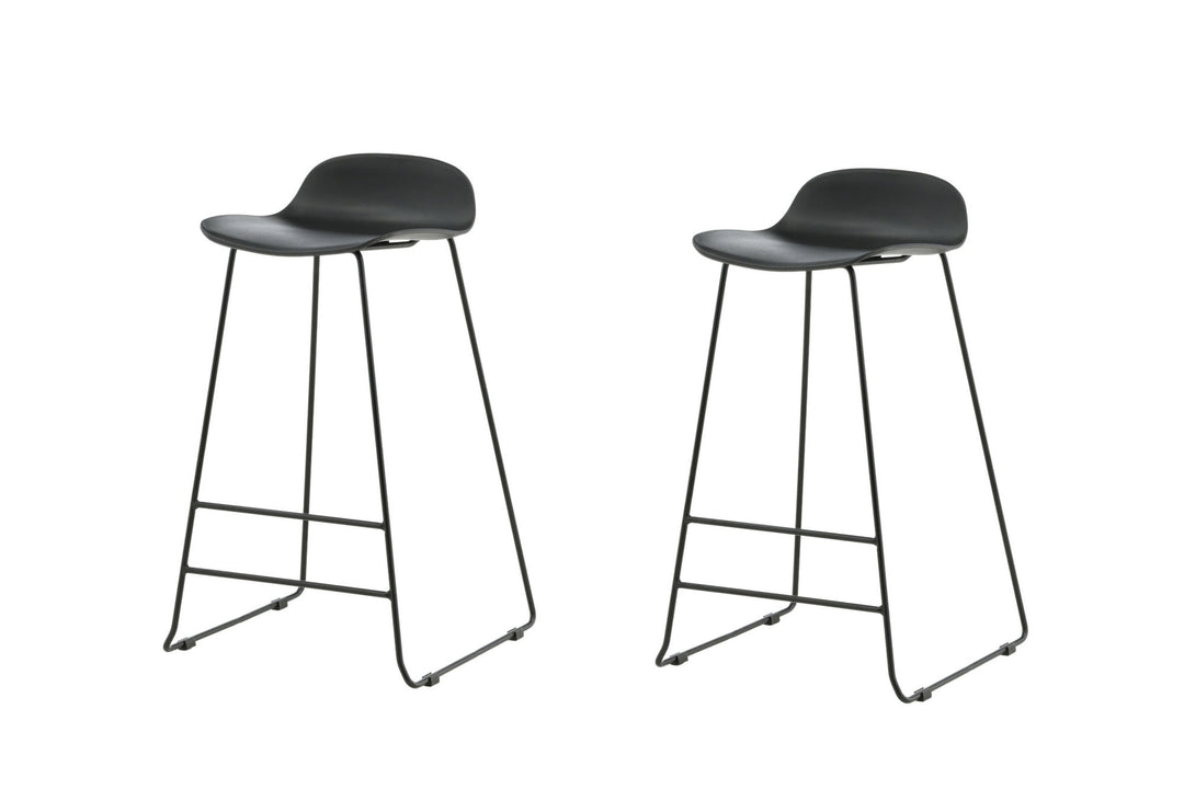 Venture Home Wave Bar Chair 2-pack - Black Legs - Black Plastic