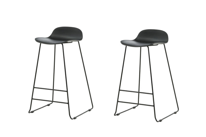 Venture Home Wave Bar Chair 2-pack - Black Legs - Black Plastic