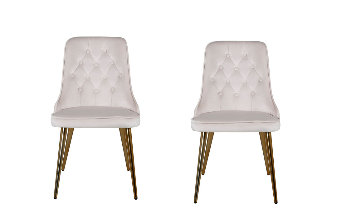 Venture Home Velvet Deluxe Dining Chair 2-pack - Brushed Brass Leg / Beige Velvet