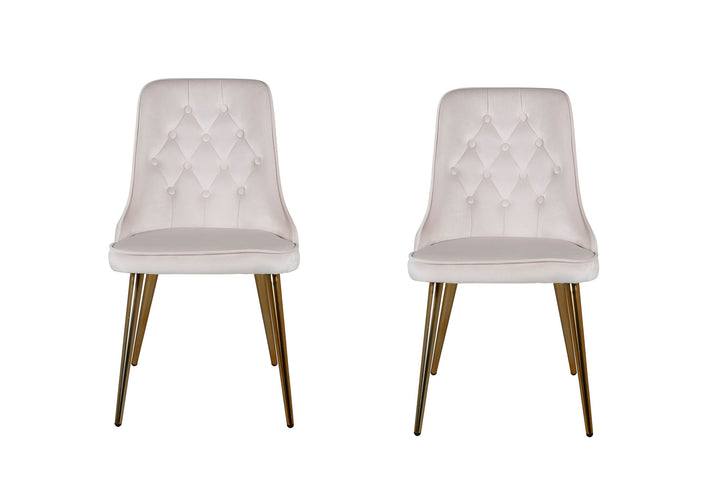 Venture Home Velvet Deluxe Dining Chair 2-pack - Brushed Brass Leg / Beige Velvet