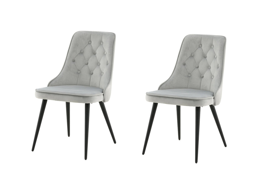 Venture Home Velvet Deluxe Dining Chair 2-pack - Black legs / Light Grey Velvet