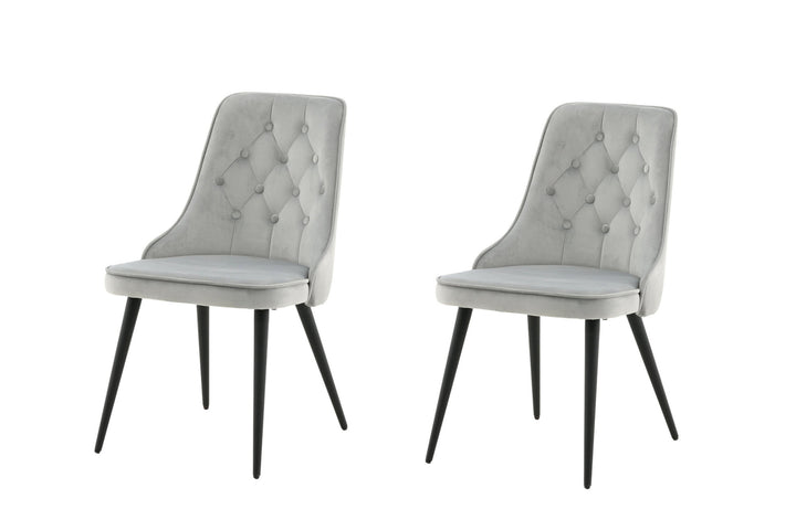 Venture Home Velvet Deluxe Dining Chair 2-pack - Black legs / Light Grey Velvet