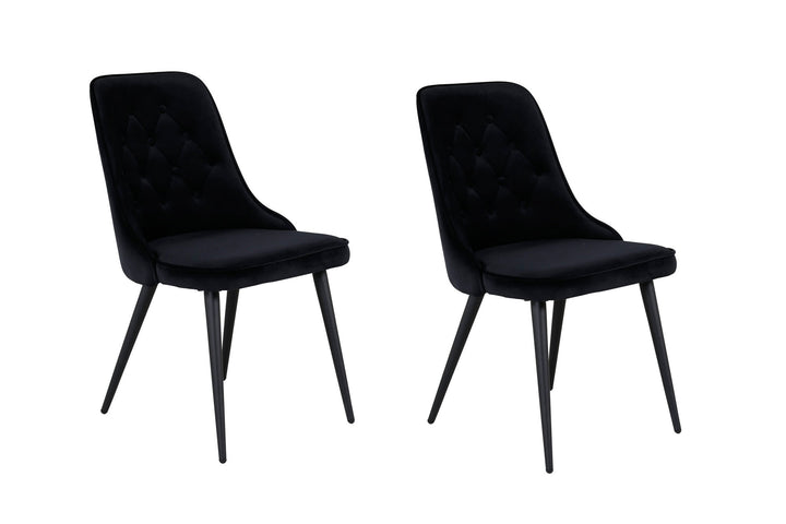 Venture Home Velvet Deluxe Dining Chair 2-pack - Black legs / Black Velvetv