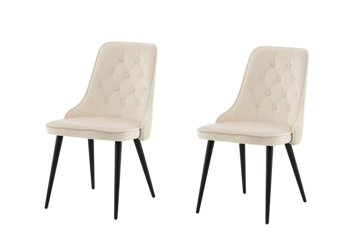 Venture Home Velvet Deluxe Dining Chair 2-pack - Black Legs / Beige Velvet