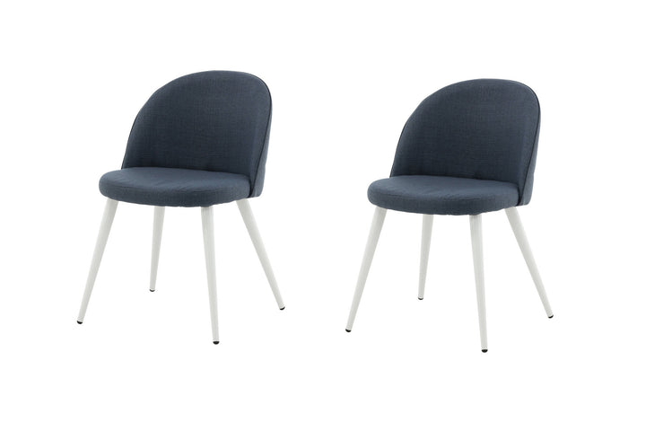 Venture Home Velvet Dining Chair 2-pack - White Legs - Blue Fabric