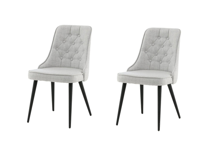Venture Home Velvet Deluxe Dining Chair 2-pack - Black Legs - Light Grey Fabric