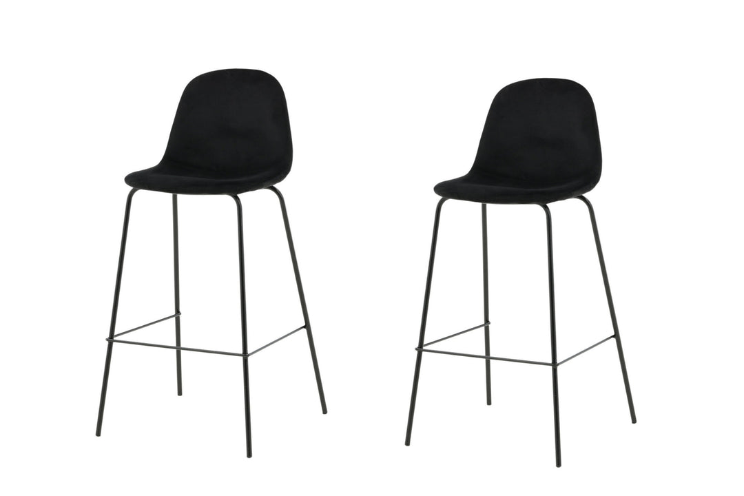 Venture Home Polar Bar Chair 2-pack - Black Velvet - Black Legs