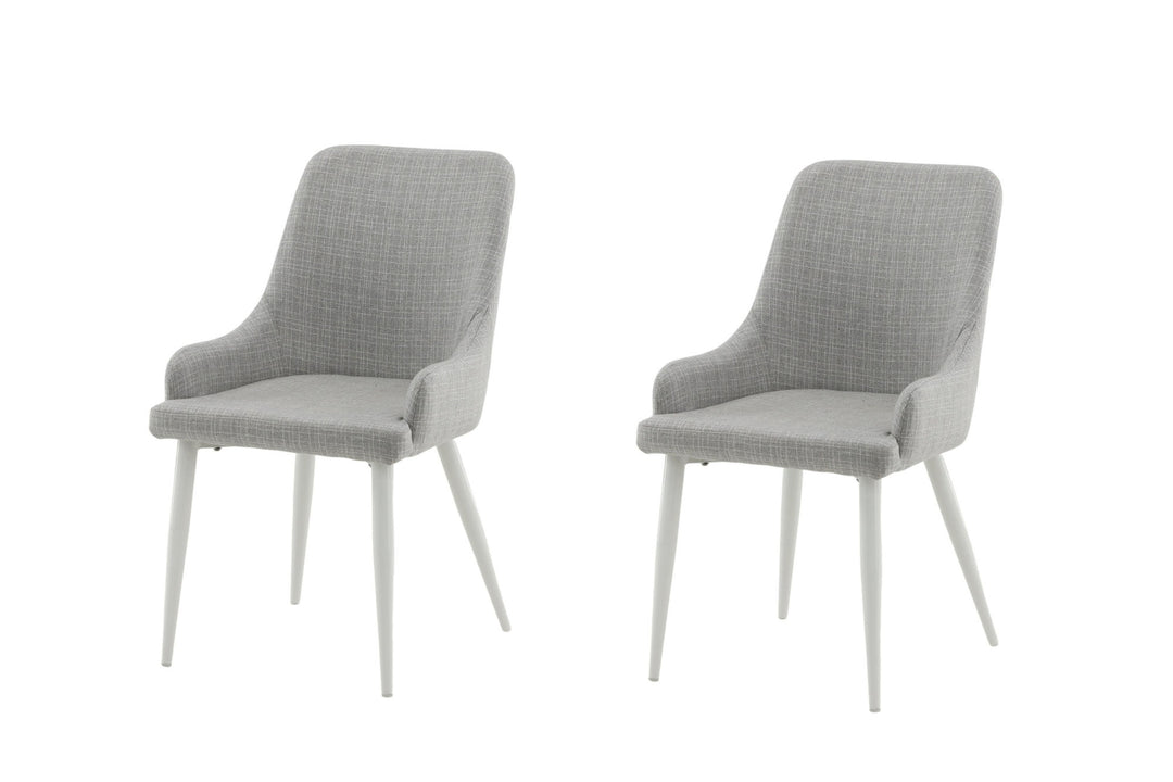 Venture Home Plaza Dining Chair 2-pack - White Legs - Light Grey Fabric