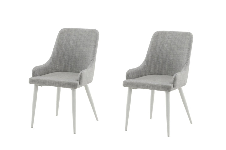 Venture Home Plaza Dining Chair 2-pack - White Legs - Light Grey Fabric