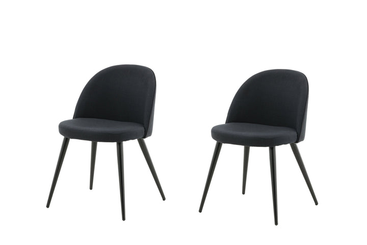 Venture Home Velvet Dining Chiar 2-pack - Black legs - Black Fabric