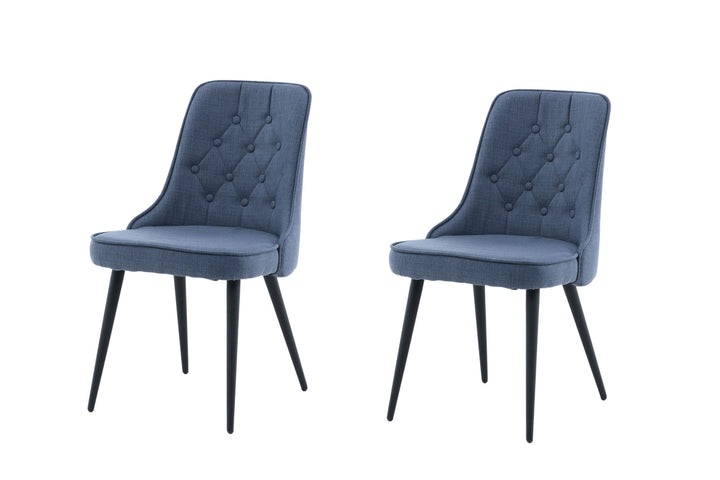 Venture Home Velvet Deluxe Dining Chair 2-pack - Black Legs - Blue Fabric