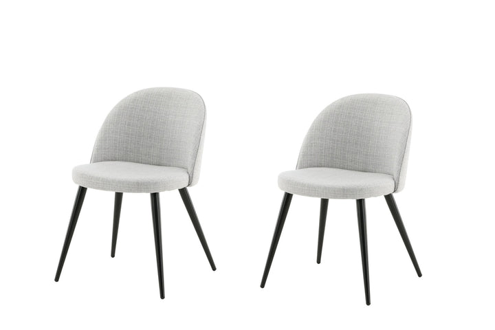 Venture Home Velvet Dining Chair 2-pack - Black Legs - Light Grey Fabric