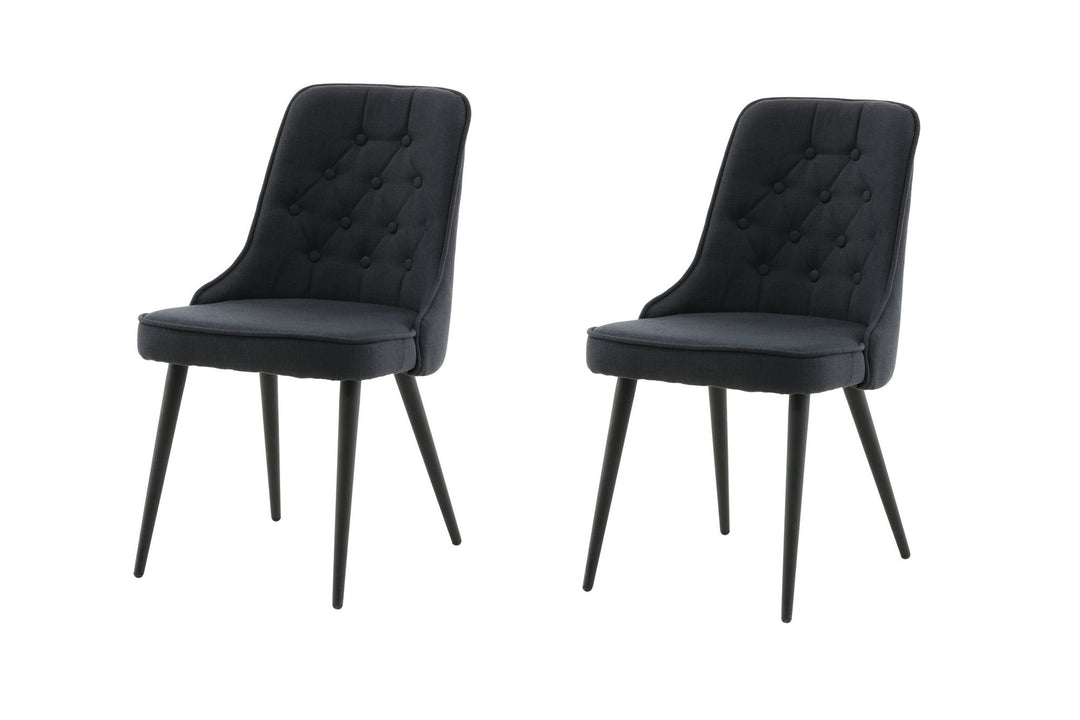 Venture Home Velvet Deluxe Dining Chair 2-pack - Black Legs - Black Fabric