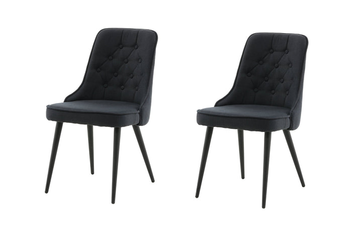 Venture Home Velvet Deluxe Dining Chair 2-pack - Black Legs - Black Fabric