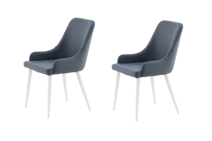Venture Home Plaza Dining Chair 2-pack - White Legs - Blue Fabric