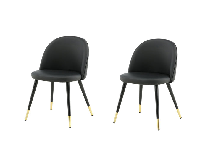 Venture Home Velvet Dining Chair 2-pack Brass W. Stiches In Back - Black / PU