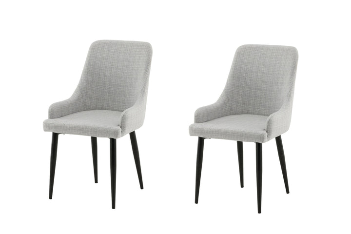 Venture Home Plaza Dining Chair 2-pack - Black legs - Light Grey Fabric