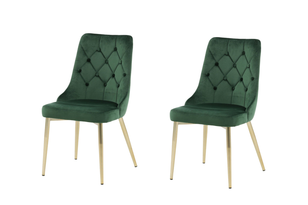 Venture Home Velvet Lyx Matstol 2-pack - Matt Mässing / Mossgrön Sammet