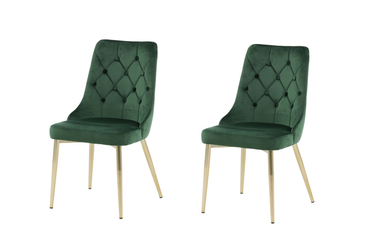 Venture Home Velvet Lyx Matstol 2-pack - Matt Mässing / Mossgrön Sammet