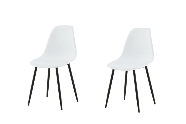 Venture Home Polar Plastic Dining Chair 2-pack - Black Legs / White Plastic