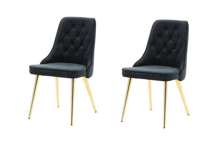 Venture Home Velvet Lyx Matstol 2-pack - Matt Mässing / Svart Sammet